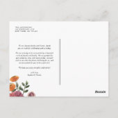 Botanical Amaryllis and Mums 結婚's Thank You ポストカード (裏面)