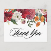Botanical Amaryllis and Mums 結婚's Thank You ポストカード (正面)