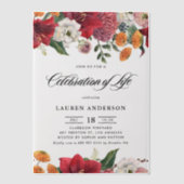 Botanical Amaryllis and Mums Celebration of Life ベラム紙招待状 (正面)