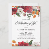 Botanical Amaryllis and Mums Celebration of Life 招待状 (正面)