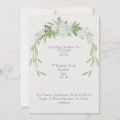 Botanical And Floral Green Leaves And Flowers Kaar 招待状 (裏面)