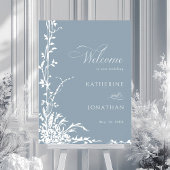 Botanical Arch Garden Dusty Blue Wedding Welcome ポスター