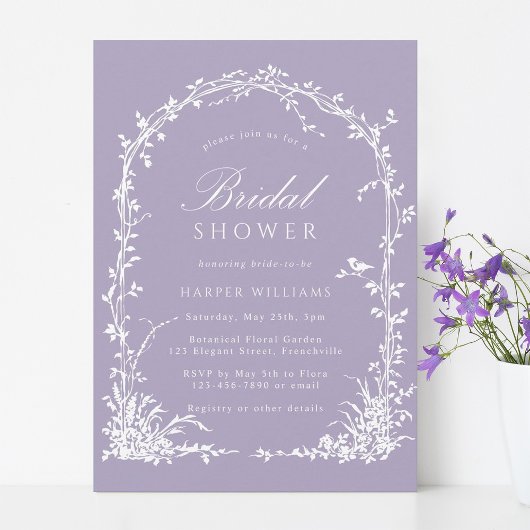 Botanical Arch Garden Lavender Bridal Shower 招待状