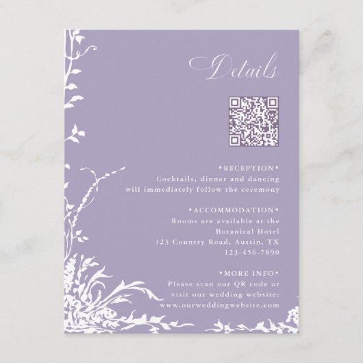 Botanical Arch Garden Lavender Wedding Details エンクロージャーカード (正面)