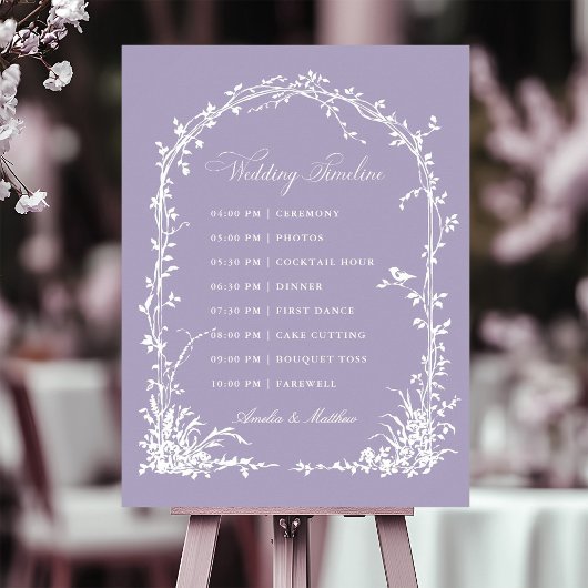 Botanical Arch Garden Lavender Wedding Timeline ポスター