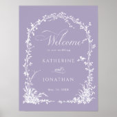  Botanical Arch Garden Lavender Wedding Welcome ポスター (正面)
