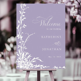 Botanical Arch Garden Lavender Wedding Welcome  ポスター