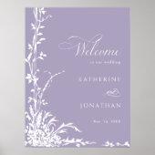 Botanical Arch Garden Lavender Wedding Welcome  ポスター (正面)