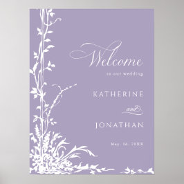 Botanical Arch Garden Lavender Wedding Welcome  ポスター