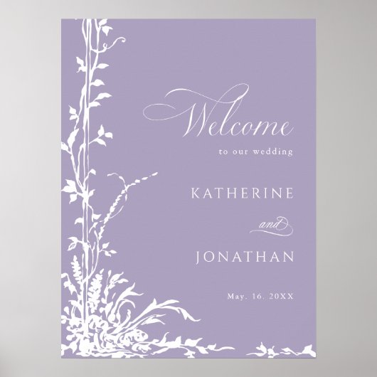 Botanical Arch Garden Lavender Wedding Welcome  ポスター (正面)