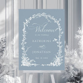 Botanical Arch Garden Wedding Dusty Blue Welcome ポスター