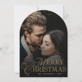 Botanical Arch Photo Gold Christmas Holiday Card 招待状 (正面)
