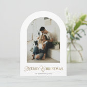 Botanical Arch Photo Gold Christmas Holiday Card 招待状 (スタンド正面)