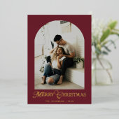 Botanical Arch Photo Gold Christmas Holiday Card 箔シーズンカード (立ち正面)