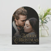 Botanical Arch Photo Green Christmas Holiday Card 招待状 (スタンド正面)