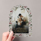 Botanical Arch Photo Merry Christmas Holiday Card アクリル招待状 (インサイチュ (ポータブル))