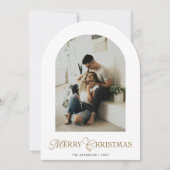 Botanical Arch Photo Red Christmas Holiday Card 招待状 (正面)