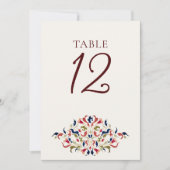 Botanical Art Floral Paisley Wedding Table Number 招待状 (正面)