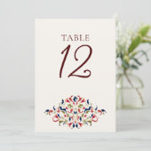 Botanical Art Floral Paisley Wedding Table Number 招待状 (スタンド正面)