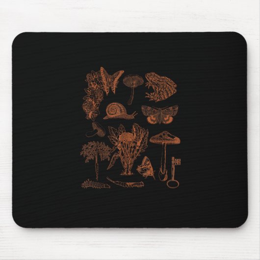 Botanical Art, Frog Fungi Goblincore Aesthetic Cot マウスパッド (正面)