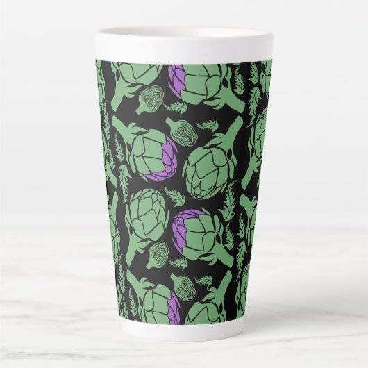 Botanical Artichoke Art Home Decor カフェラテマグ (正面)