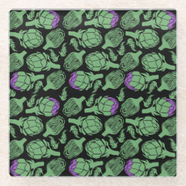 Botanical Artichoke Art Home Decor ガラスコースター