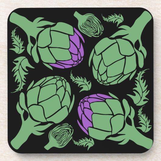 Botanical Artichoke Art Home Decor コースター (正面)