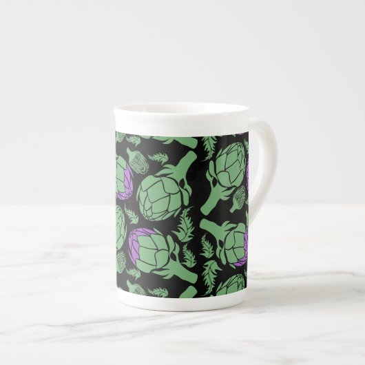 Botanical Artichoke Art Home Decor ボーンチャイナマグカップ (正面右)