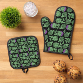 Botanical Artichoke Art Home Decor 鍋つかみ&鍋敷きセット