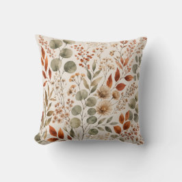 Botanical Autumn Floral Throw Pillow クッション
