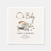 Botanical Baby is Brewing' Coffee Baby Shower スタンダードカクテルナプキン (正面)