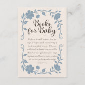 Botanical Baby Shower Book Request Card Blue Sage エンクロージャーカード (正面)
