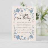 Botanical Baby Shower Book Request Card Blue Sage エンクロージャーカード (スタンド正面)
