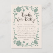 Botanical Baby Shower Book Request Card Sage エンクロージャーカード (正面)