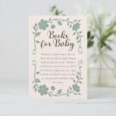 Botanical Baby Shower Book Request Card Sage エンクロージャーカード (スタンド正面)
