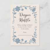 Botanical Baby Shower Diaper Raffle Blue Sage エンクロージャーカード (正面)