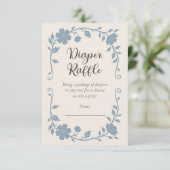 Botanical Baby Shower Diaper Raffle Blue Sage エンクロージャーカード (スタンド正面)