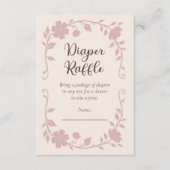 Botanical Baby Shower Diaper Raffle Blush エンクロージャーカード (正面)