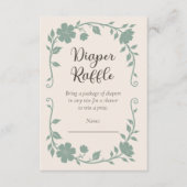 Botanical Baby Shower Diaper Raffle Sage エンクロージャーカード (正面)