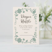 Botanical Baby Shower Diaper Raffle Sage エンクロージャーカード (スタンド正面)