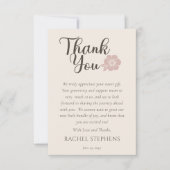 Botanical Baby Shower Thank You Card Blush Pink サンキューカード (正面)