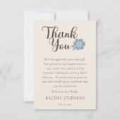 Botanical Baby Shower Thank You Card Sage Blue サンキューカード (正面)