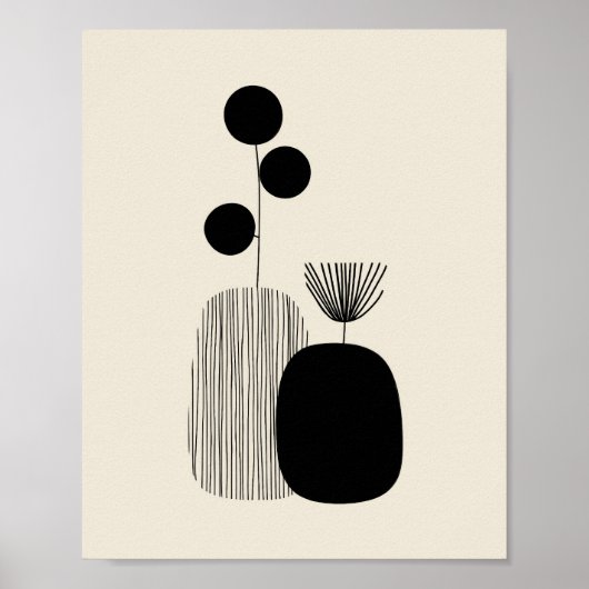 Botanical Balance – Minimal Vase Illustration ポスター (正面)
