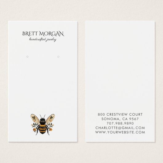 Botanical  Bee Earring Jewelry Display Card (正面&裏面)
