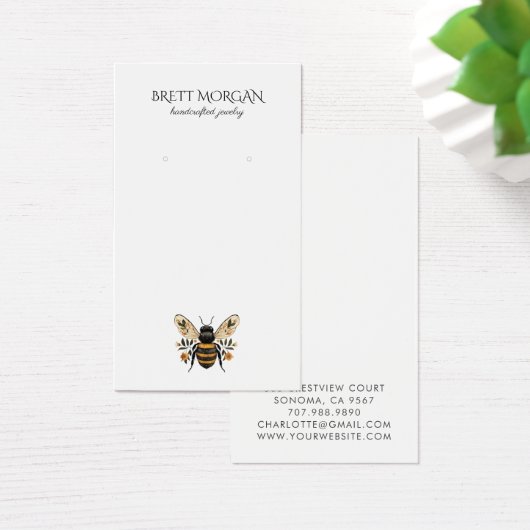 Botanical  Bee Earring Jewelry Display Card (デスク)
