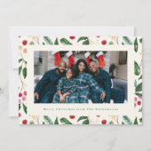 Botanical Berries Greenery Christmas Family Photo シーズンカード (正面)