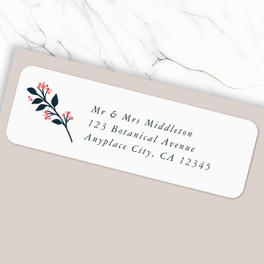 Botanical Berry Address Label | Return Mail Labels ラベル