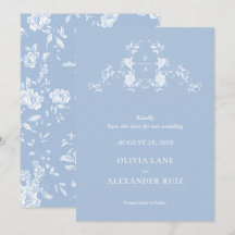Botanical Bird French Blue Floral Wedding