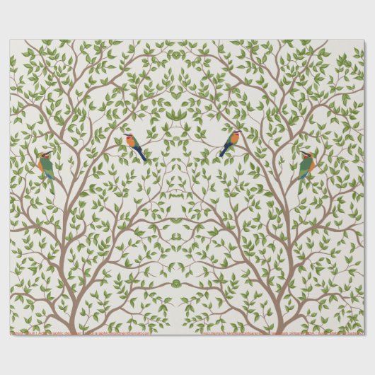 Botanical Bird Print Wrapping Paper | Nature ラッピングペーパー (フラット)