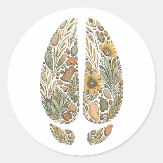 Botanical Bison Hoof Sage Prairie Nature Sticker ラウンドシール (正面)